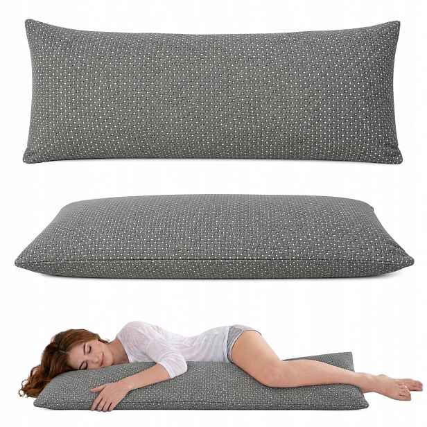 Polštář na spaní na boku XXL dlouhý 125x50 cm Melange Grey na bolesti zad