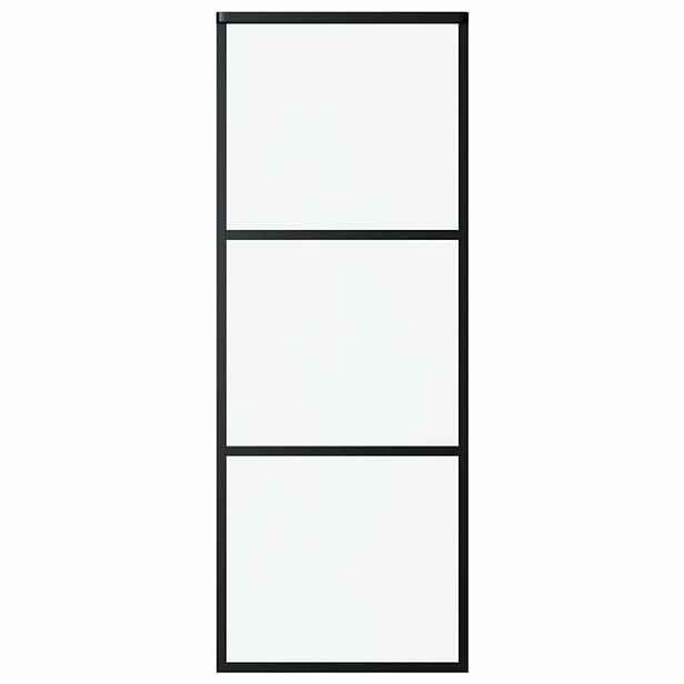 vidaXL Posuvné dveře 3dílné ESG sklo a hliník 76 x 205 cm černé