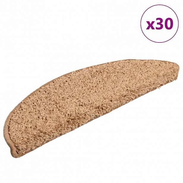 vidaXL Schodové rohože 30 ks 56 x 17 x 3 cm béžové, půlkulaté