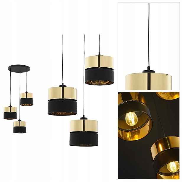 Závěsná lampa Hilton černá s přirozeností nad jídelní stůl Tk Lighting