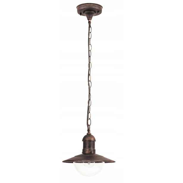 Závěsná středomořská terasová lampa zlatá antická kulatá IP44 Rabalux