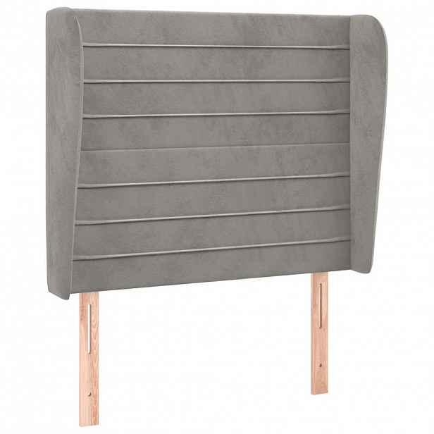 vidaXL Čelo postele typu ušák světle šedé 83 x 23 x 118/128 cm samet