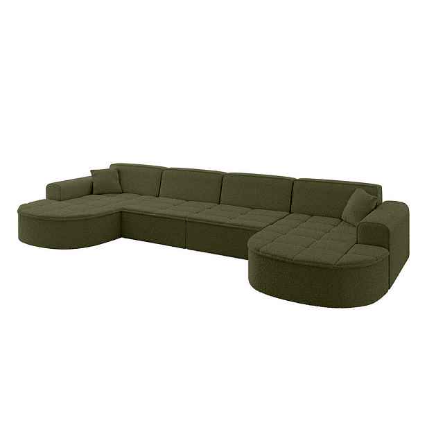 ALTDECOR SEDACÍ SOUPRAVA ve tvaru U TARO-U2 388x171x79,5 Zelená Buklé