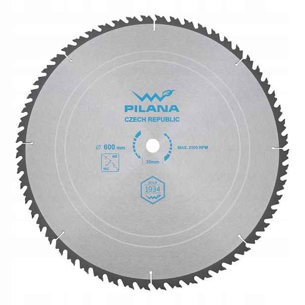 Kotouč pilový na dřevo Tct 600 x 3 x 30 mm, 56 zubů, Pilana