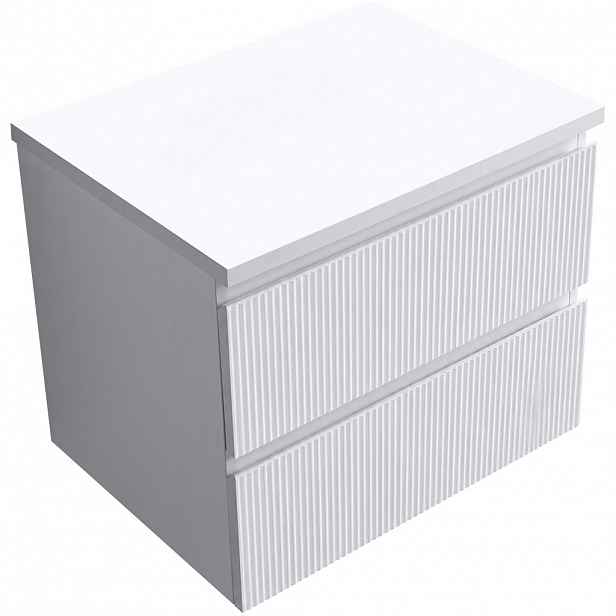 Koupelnová skříňka Carole - bílá matná rýhovaná + deska pod umyvadlo Navira Pro - 36 mm - 60x51,6x46 cm