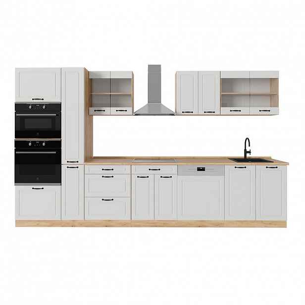 Vicco KOMPLETNÍ KUCHYNĚ R-Line Bílý venkovský dům/zlatý dub 350 cm , PD Dub