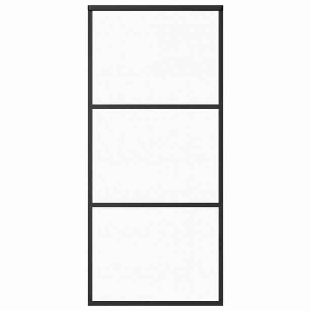 vidaXL Posuvné dveře ESG sklo a hliník 90 x 205 cm černé