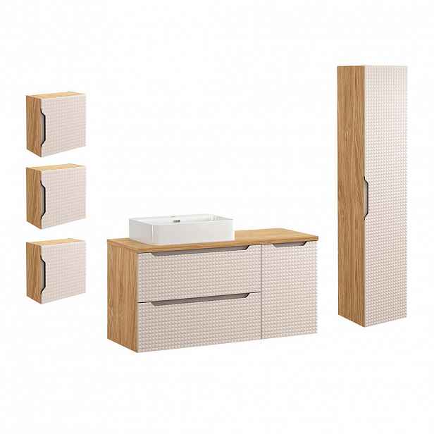 Petits-meubles KOUPELNOVÝ NÁBYTEK 120cm Mallory 2er-Set Béžová a dřevo