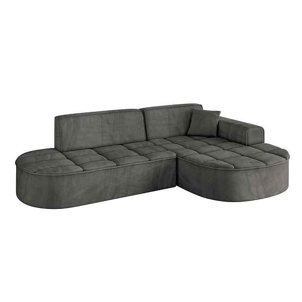 ALTDECOR ROHOVÁ SEDAČKA s otomanem, pravá TARO-L1 243x171x79,5 Tmavě šedá Velur
