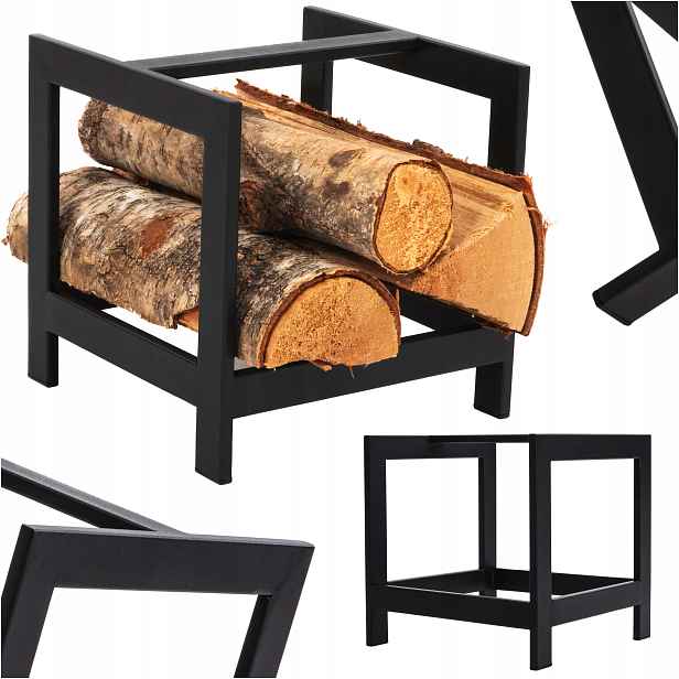 Stojan Na Krbové Dřevo Svařovaný Kovový 25 CM Černý Loft Bez Kroucení
