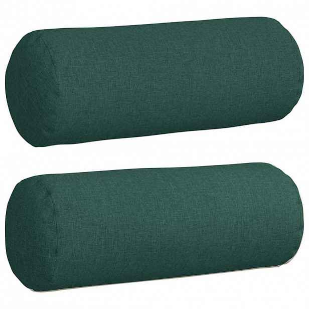 vidaXL Polštáře 2 ks textil Tmavě zelená Ø 25 x 70 cm