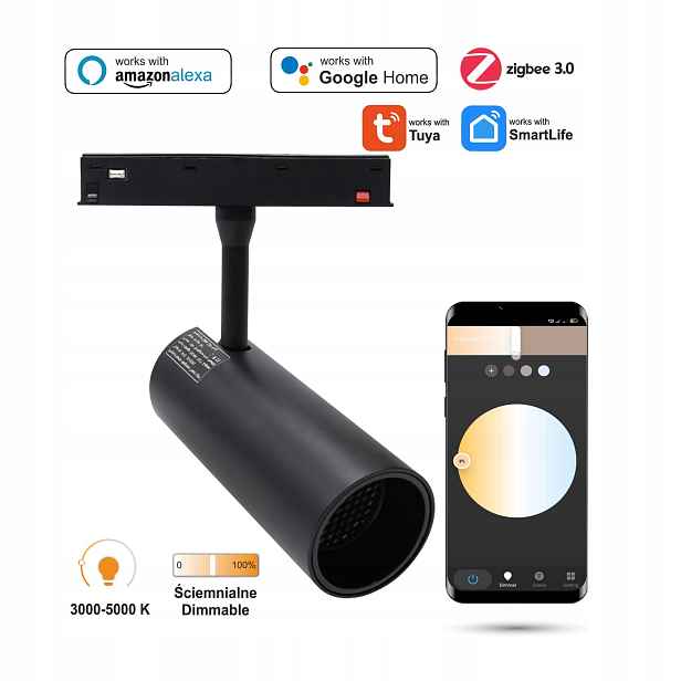 Led reflektor WiFi Zigbee Track 30W Smart Track 48VDC 3000-6000K