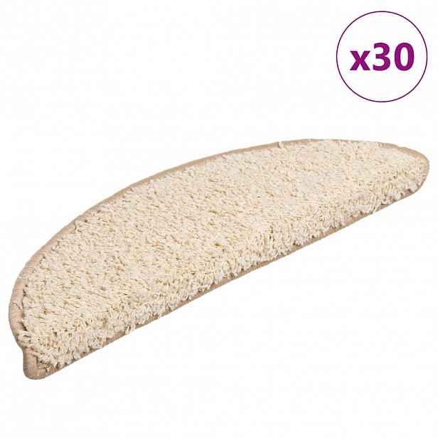 vidaXL Schodové rohože 30 ks 56 x 17 x 3 cm krémové, půlkulaté