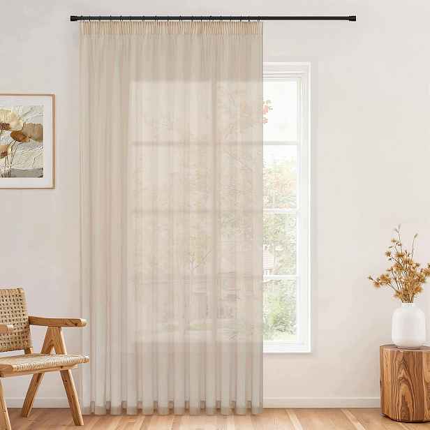 Záclona Béžová Voál 228 x 228 cm Topfinel 1 Ks Lehká poloprůhledná