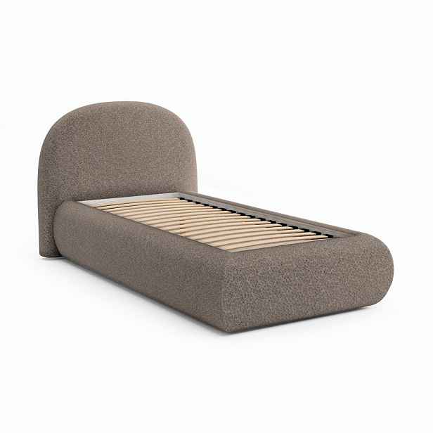 Beautysofa ČALOUNĚNÁ POSTEL Motti 90×200, jednolůžko s úložným prostorem, bez matrace, cappuccino