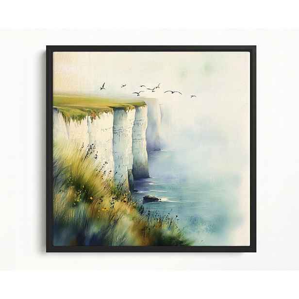 Obraz Rám Americký Box Krajina Moře Bílé Útesy Dover Mlha Ptáci 60x60