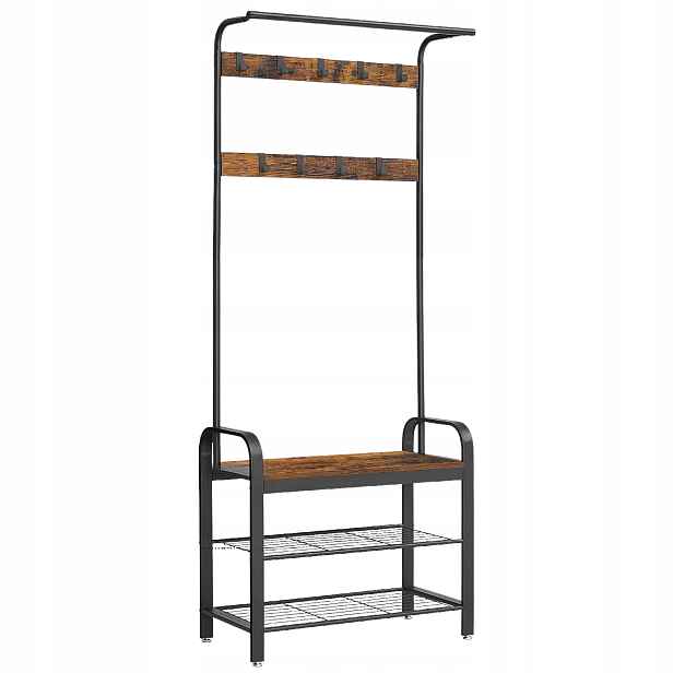 Stojanový věšák s lavicí 183x77x33,7 cm do předsíně botník Loft
