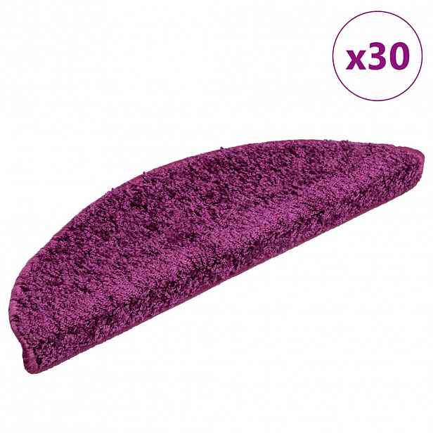 vidaXL Schodové rohože 30 ks 56 x 17 x 3 cm fialové půlkulaté