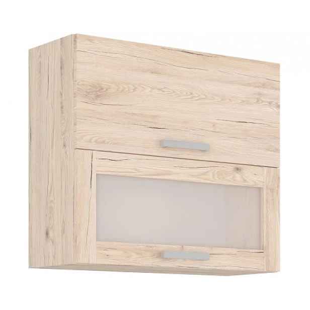 Horní kuchyňská skříňka s prosklením Bordeaux, 80 cm, dub bordeaux