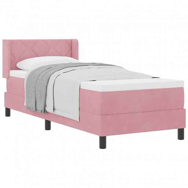 vidaXL Postel s boxspringem s čelo Růžová 200 x 80 cm samet