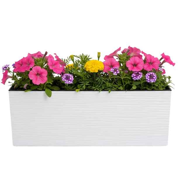 HowHomely Plastový květináč Bouquet Riflo 56x19 cm bílý