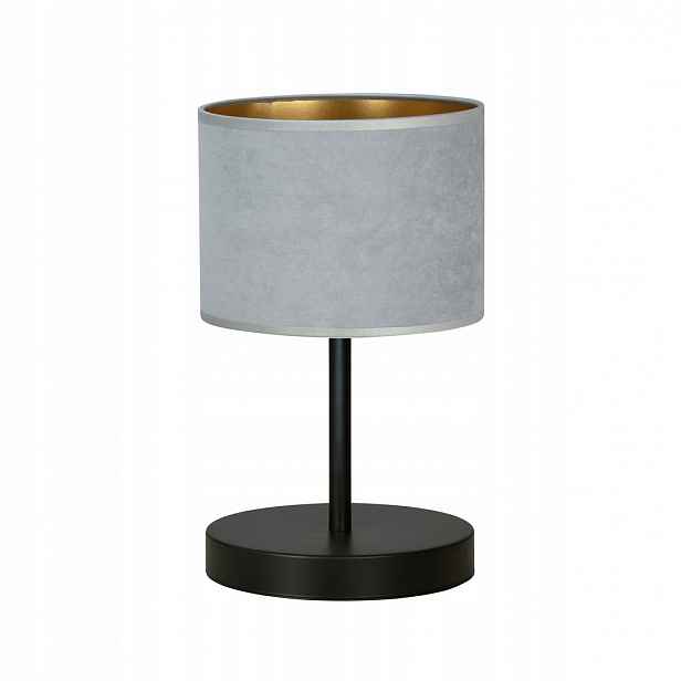 Noční lampa Hilde LN1, šedá, velurové stínítko, E27, 34 cm