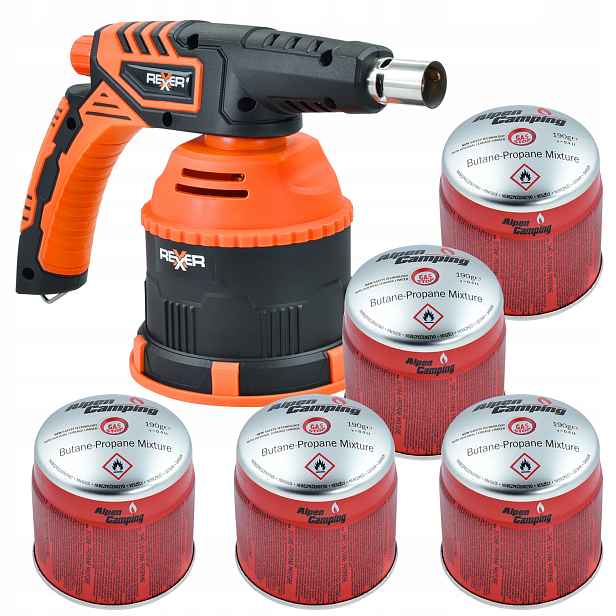 Profesionální Plynový Palník Piezo 5x Kartuše Pájecí Lampa Lutlampa