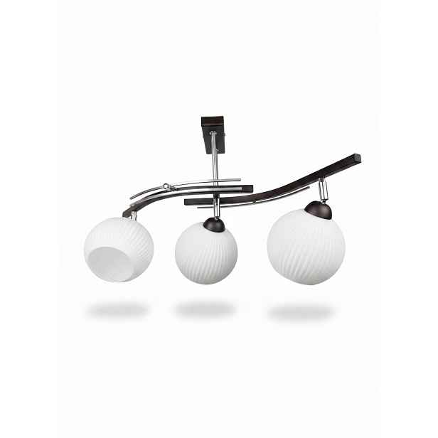 Stropní Svítidlo Lustr Fiona 3 Bronz 3x E27 Euro-lamp Pruhovaná Stínidlo Bílá