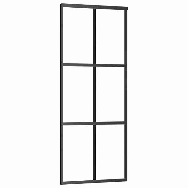 vidaXL Posuvné dveře ESG sklo a hliník 76 x 205 cm černé