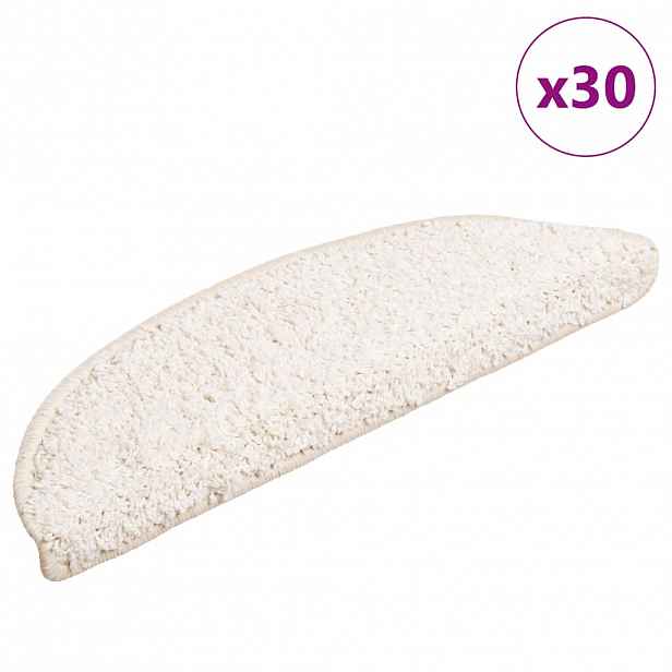 vidaXL Schodové rohože 30 ks 56 x 17 x 3 cm bílé půlkulaté