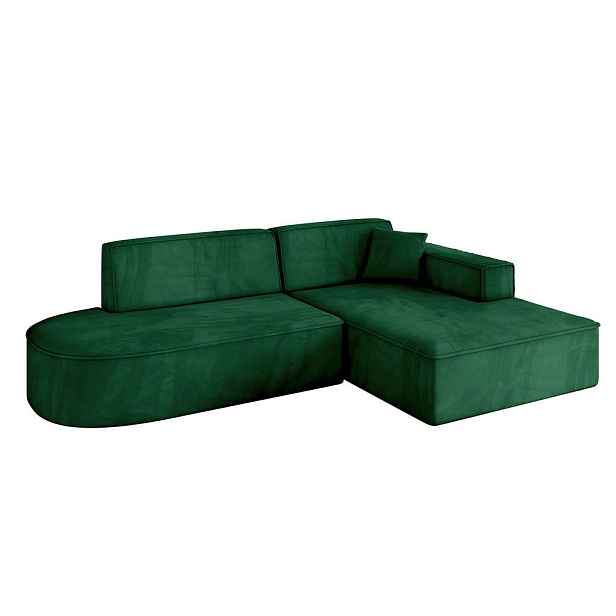 ALTDECOR ROHOVÁ SEDAČKA s otomanem, pravá IREA-L1-v4 232x165x77 Zelená Velur
