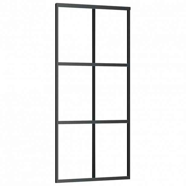 vidaXL Posuvné dveře ESG sklo a hliník 90 x 205 cm černé