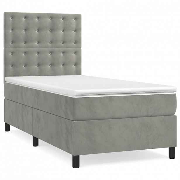 vidaXL Box spring postel s matrací světle šedá 80 x 200 cm samet