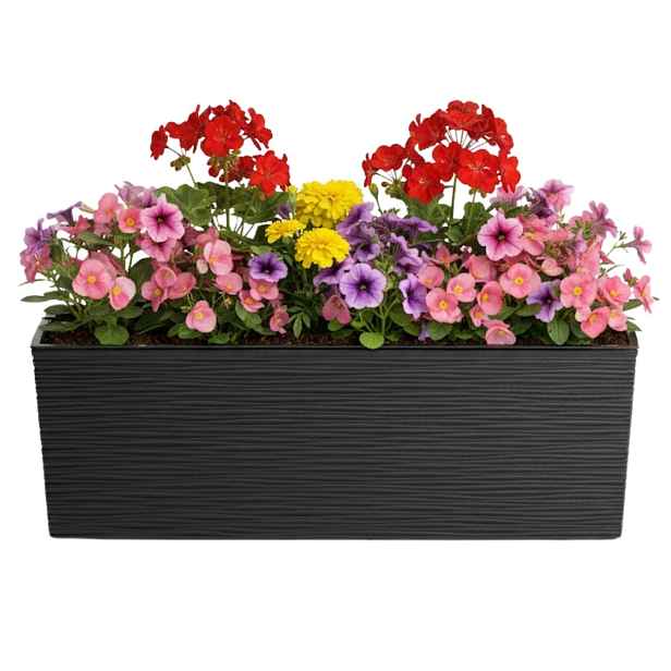 HowHomely Plastový květináč Bouquet Riflo 56x19 cm černý
