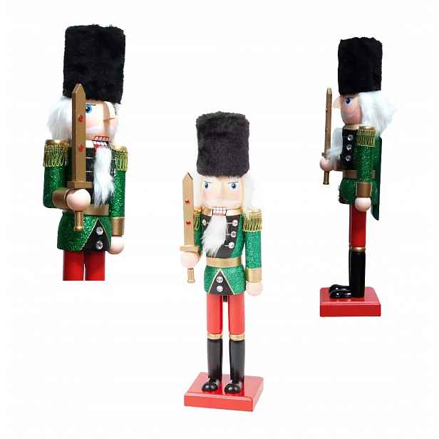 Louskáček dřevěná vánoční figurka 35,5 cm Voják zelený