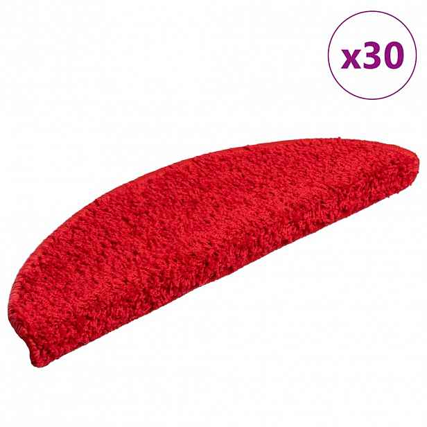 vidaXL Schodové rohože 30 ks 56 x 17 x 3 cm červené, půlkulaté