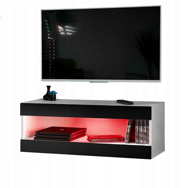 Závěsná Rtv skříňka Tivoli RTV2 Bílá/Černá, Rgb Led