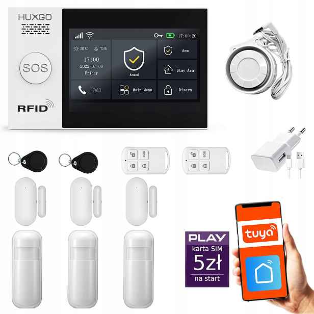 Bezdrátový alarm WiFi Gsm 4G, Tuya, alarmová sada Huxgo HXA007 4G