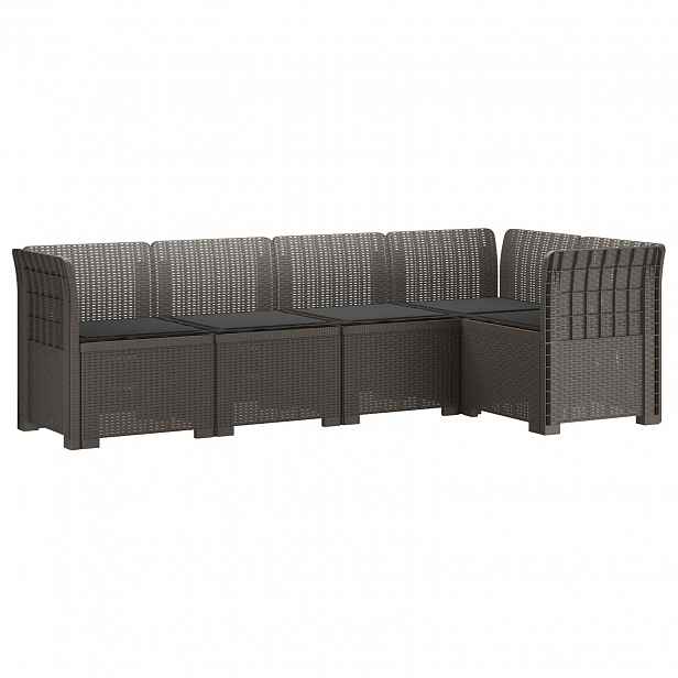 vidaXL 5-místné Zahradní Sofa s Polštáři ve Vzhledu Ratan PP