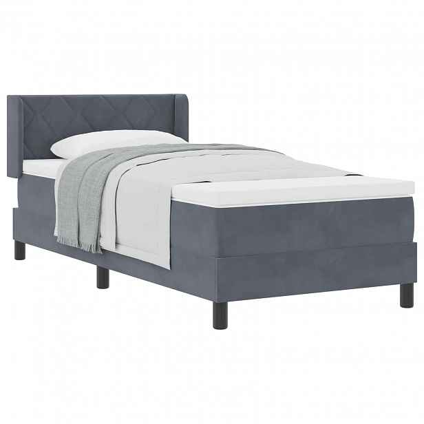 vidaXL Postel s boxspringem s čelo Tmavě šedá 190 x 90 cm samet