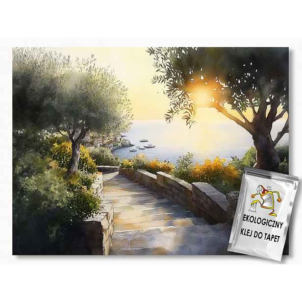 Fototapeta Flizelina Krajina Schody Moře Olivy Slunce Lodě 312x219 130g