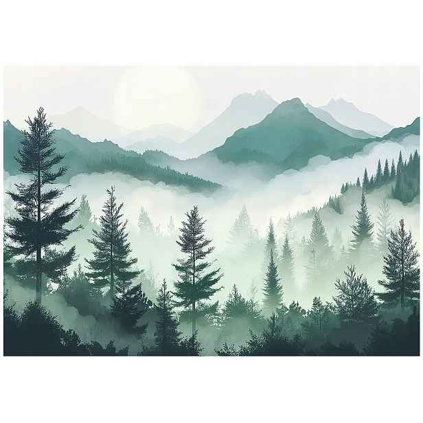 Fototapeta Na Flizelině Stromy Krajina Hory Mlha Tapeta Na Zeď 200x140