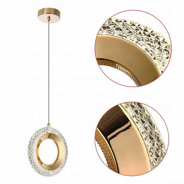 Křišťálová závěsná Led lampa G119 Zlato Lesklé Akrylové Krystaly