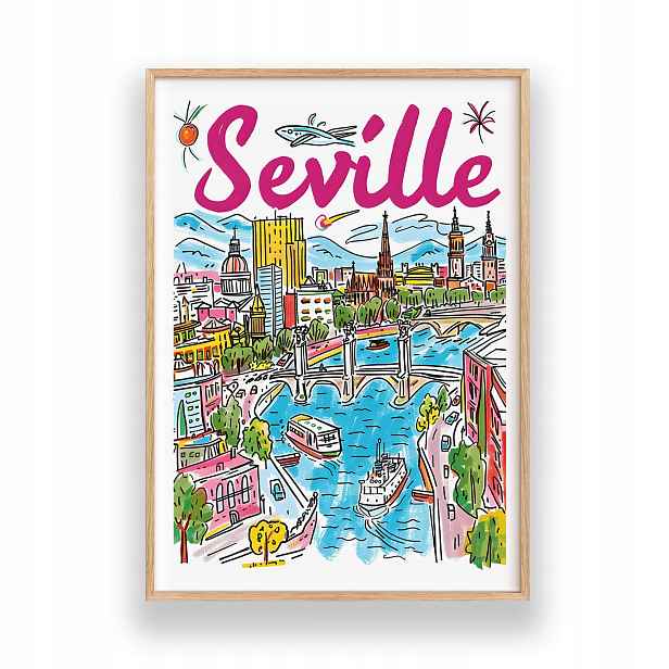Obraz Sevilla A3 Plakát Nástěnná Dekorace Rámeček Dřevěný 30x42 cm