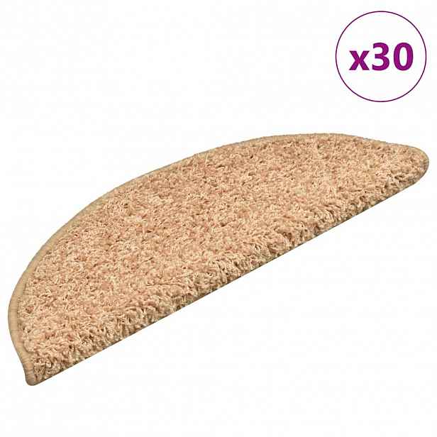 vidaXL Schodové rohože 30 ks 56 x 17 x 3 cm zlaté půlkulaté
