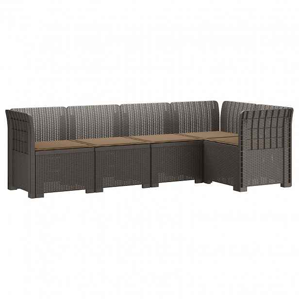 vidaXL 5-místné Zahradní Sofa s Polštáři ve Vzhledu Ratan PP