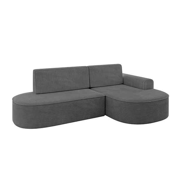 ALTDECOR ROHOVÁ SEDAČKA s funkcí spaní a otomanem, pravá MARI-L1-S 283x167x85 Tmavě šedá Manšestr