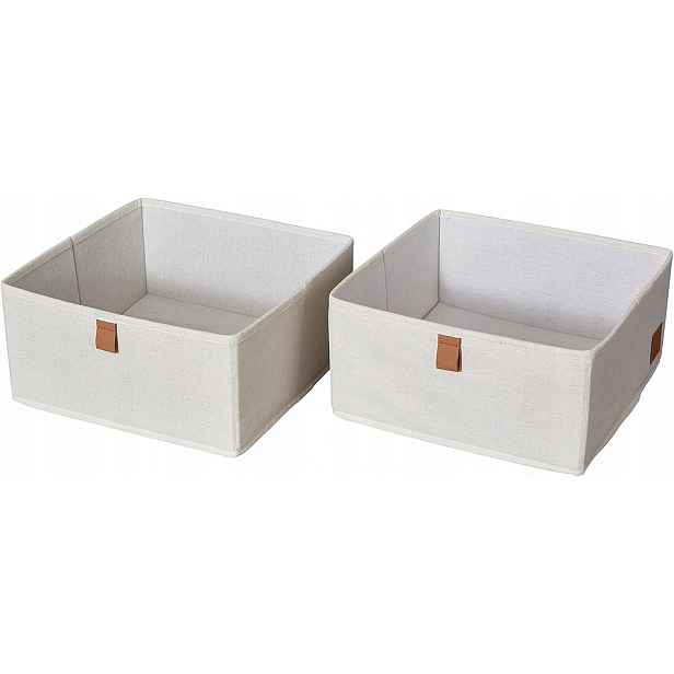 Organizér Do Skříně 2 Krabičky Len Bavlna 30X30X15 CM Béžový