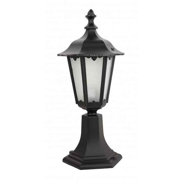 Stojací zahradní lampa soklová černá skleněná klasická 45 cm Su-ma