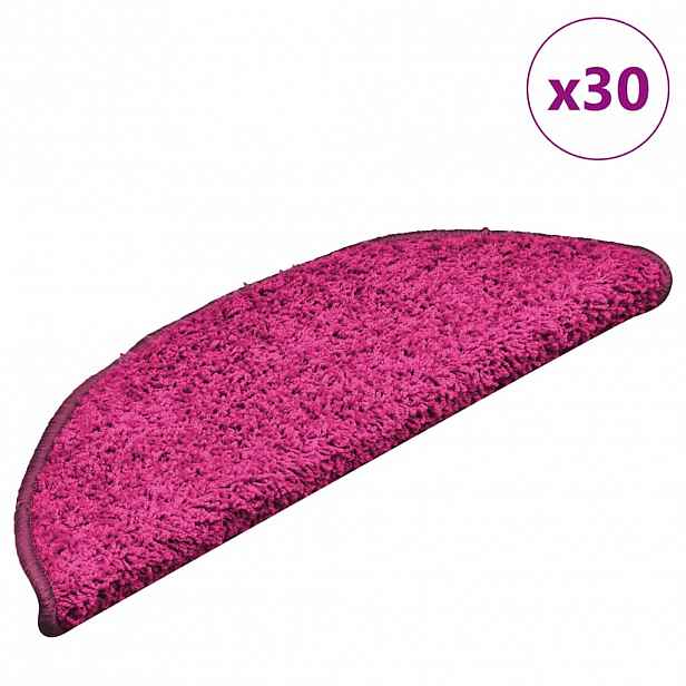 vidaXL Schodové rohože 30 ks 56 x 17 x 3 cm růžové, půlkulaté